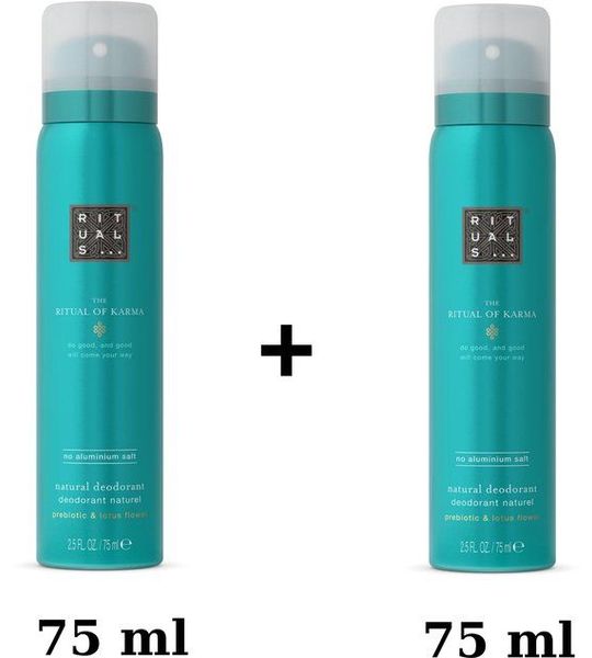 Rituals - Karma - 2x Naturel Deodorant a 75 ml = 150 ml - No Aluminium Salt