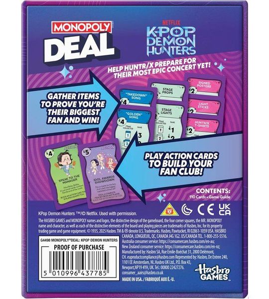 Hasbro Monopoly kaartspel KPOP Demon Hunters - gezelschapsspel.