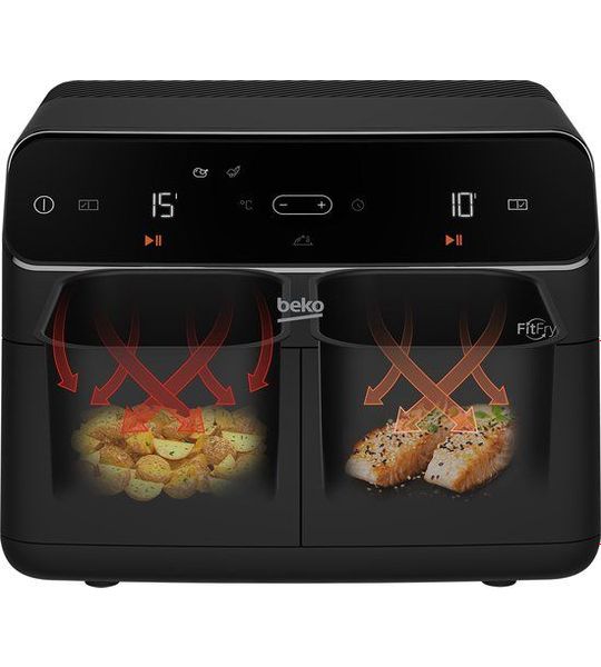 Beko FRL5388B friteuse Dubbel 8,5 l Vrijstaand 2400 W Heteluchtfriteuse Zwart