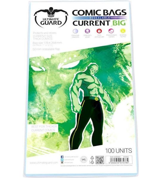 Ultimate Guard Comic Bags BIG Resealable Current Size (100x) [UGD020021]