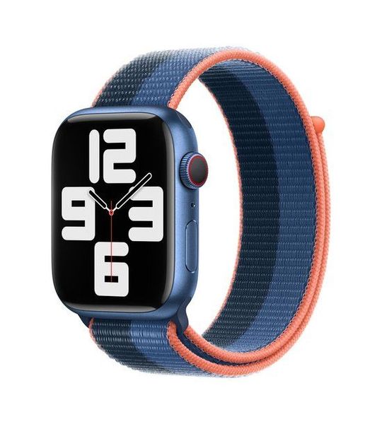 Apple 45 mm IJsblauw/Abyss-blauw Geweven Sportbandje XL