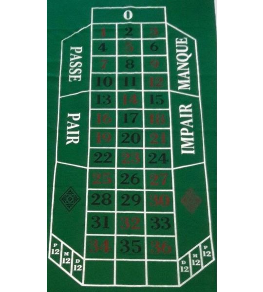 HOT Games Roulette-kleed 180x90cm.groen vilt bedr.