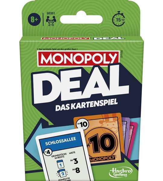 Monopoly Deal, Kaartspel, Economische simulatie, 8 jaar, 15 min