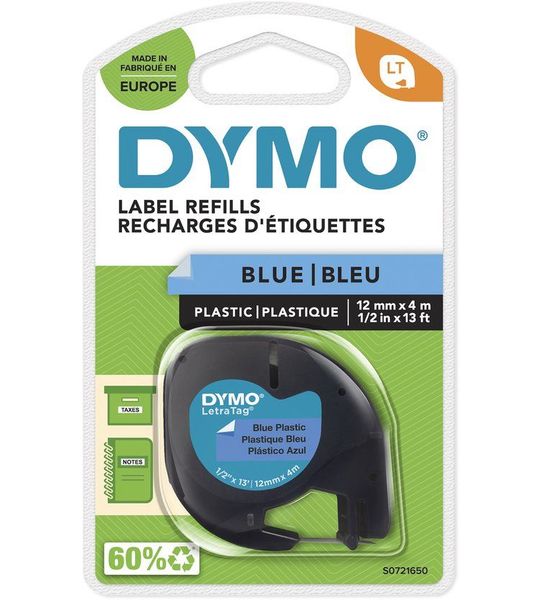 Dymo 91205/S0721650 zwart op blauw breedte 12 mm