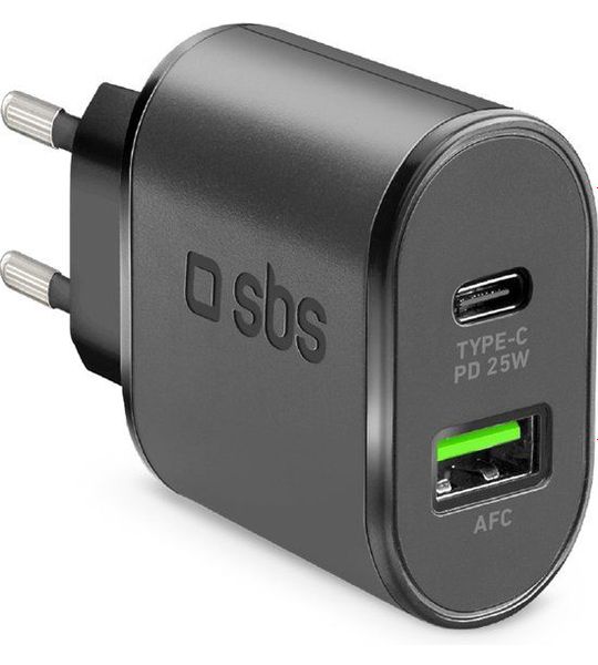 Sbs Mobile Wall Charger Usb-c 25w & 1x Usb-a 18w Thuislader