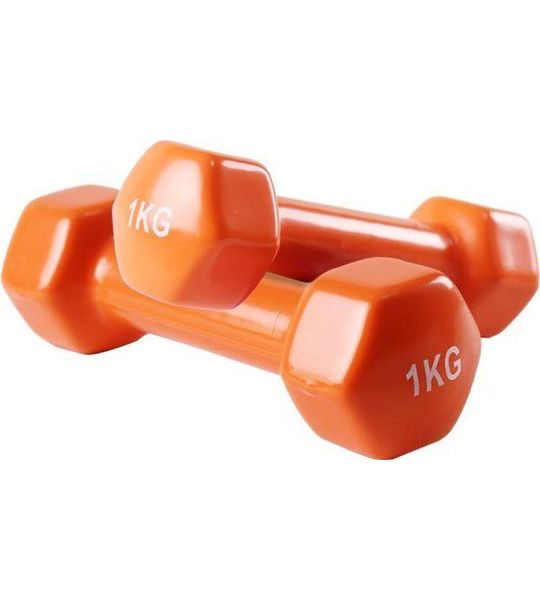 Foxfit Dumbbell set - 2 x 1kg - Rubber - Oranje