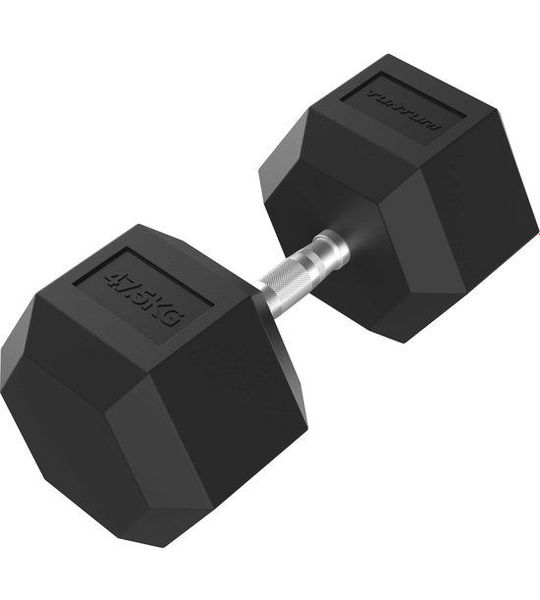 Tunturi Platinum Hexa Dumbbell - Rubber - 1x 37.5kg - Zwart