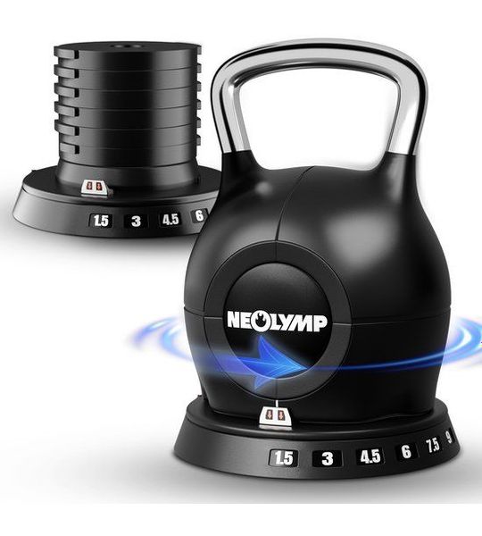 NEOLYMP 7-in-1 Kettlebell Set 1,5–10 kg – Roestvrijstalen handvat