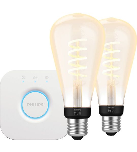 Philips Hue Filament White Ambiance Edison XL 2-Pack + Bridge
