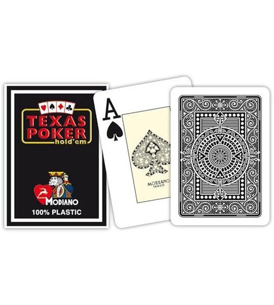 MODIANO CARDS TEXAS CARDS Zwart 100% PLASTIC JUMBO INDEX PLAYING CARDS