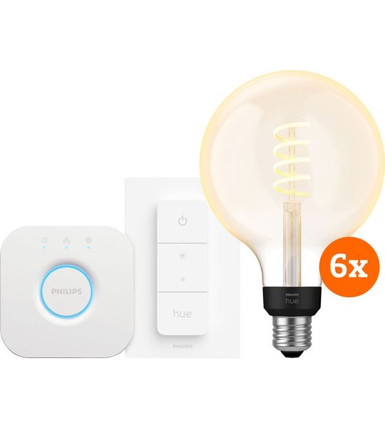 Philips Hue Filament White Ambiance Globe XL 6-Pack Startpakket