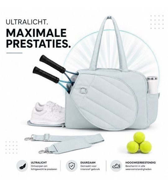 Tennistas - Padeltas - Sporttas - Tenniszak - Tennis rugzak - Lichtgrijs