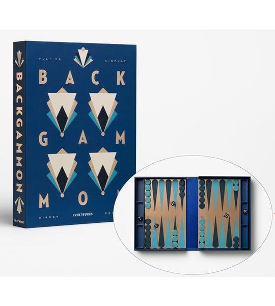 Printworks Classic - Art Of Backgammon Mirror - Donkerblauw/Koper