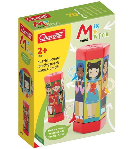 Quercetti Tubo Mix & Match Roterende Puzzel Kinderen en Beroepen