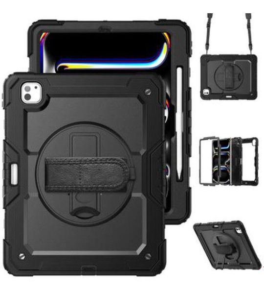 Just in case Full Body Shockproof Case Voor Apple Ipad Pro 13" (2024) - Zwart Beschermhoes 13''