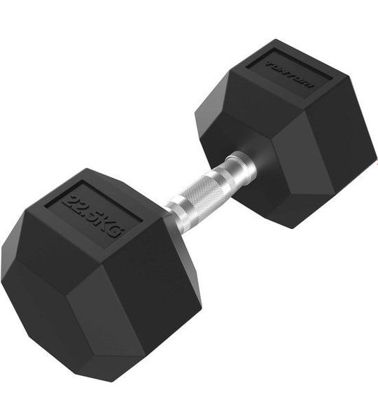 Tunturi Platinum Hexa Dumbbell - Rubber - 1x 22.5kg - Zwart