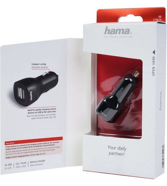 Hama Autolader Pico dual-USB 2.4A Oplader
