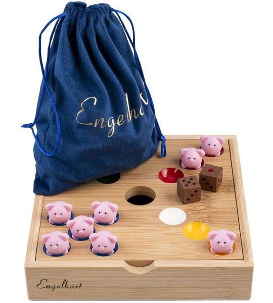 Pig Hole Game - Bamboe met 60 siliconen varkentjes - Longfield