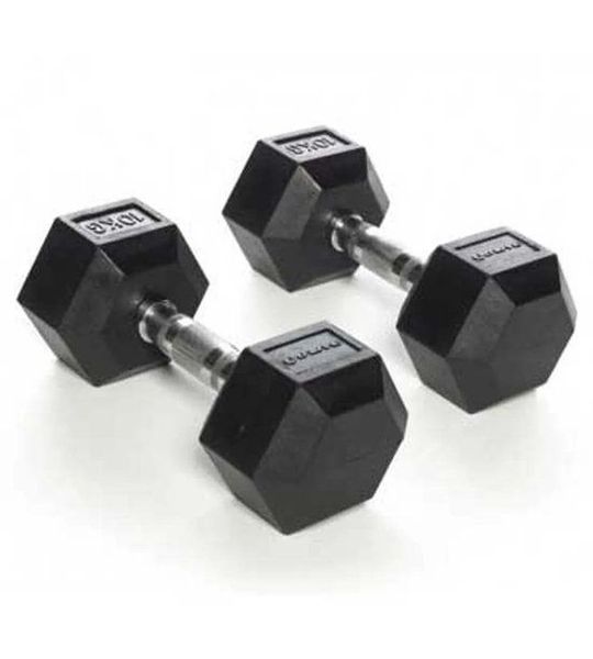 Olive Rubber Hex 10kg Dumbbell 2 Eenheden Zwart,Zilver 10 kg
