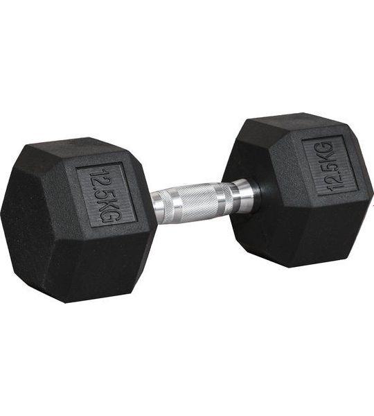 HOMCOM Rubber dumbbell fitness dumbbell metaal rubber zwart 12,5 KG A91-020V01