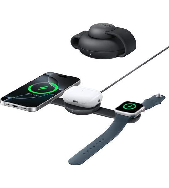 Anker MagGo Wireless Charging Station (3-in-1, Foldable Pad) Oplader Zwart