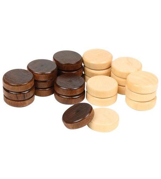 Philos Backgammon stenen set 28 x 8 mm houten speelstenen.