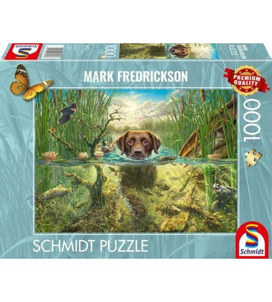 Chocolate labrador swimming, 1000 stukjes - Puzzel
