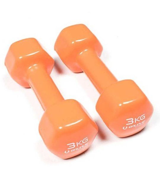 Olive Vinyl 3kg Dumbbell 2 Eenheden Oranje 3 kg