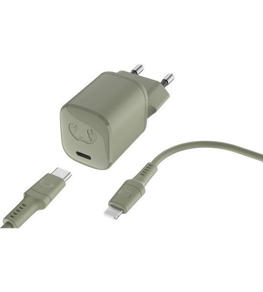 Fresh 'n Rebel Mini Charger Usb-c 20w + Lightning-kabel - Groen