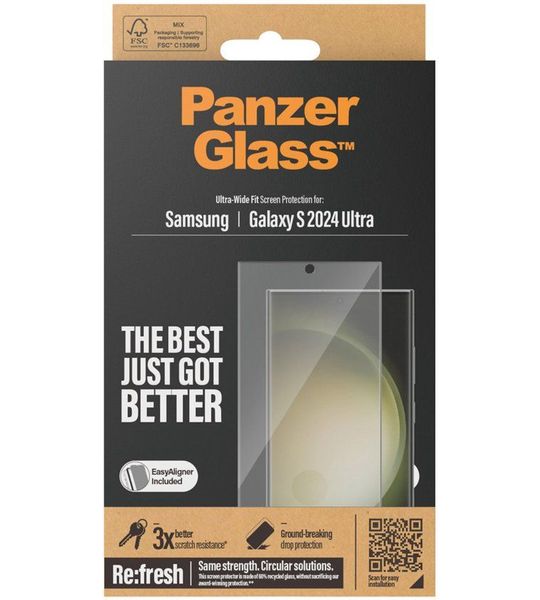 PanzerGlass Ultra-Wide Fit Samsung Galaxy S24 Ultra Screenprotector Glas Zwart