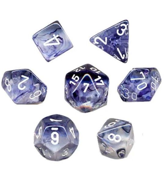 Chessex Nebula Black/white Polydice Dobbelsteen Set (7 stuks)
