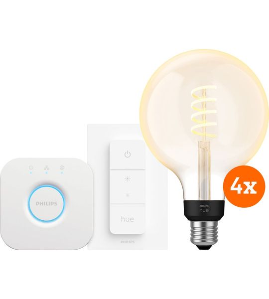Philips Hue Filament White Ambiance Globe XL 4-Pack Startpakket