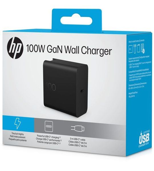 HP 100W GaN Wall Charger oplader Oplader Zwart