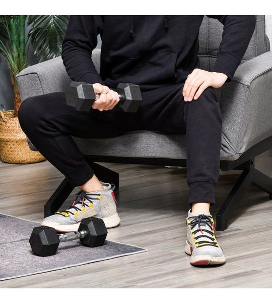 COVREO Dumbbells 2x5 kg, 27,2 x 10,5 cm zwart, gietijzer met rubber, antislip
