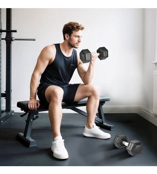 COVREO Dumbbells 32,6 x 14,8 cm zwart, gietijzer met geribbelde grip