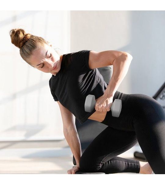COVREO Dumbbell set 2 x 6 kg grijs, van metaal met kunststof coating