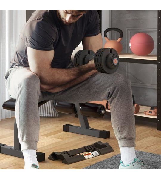 COVREO Dumbbells 33x16x16 cm zwart, kunststof met verstelbaar gewicht