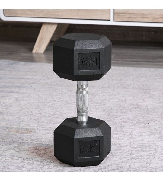 COVREO Dumbbell 17,5 kg zwart, rubber en gietijzer met antislip grip