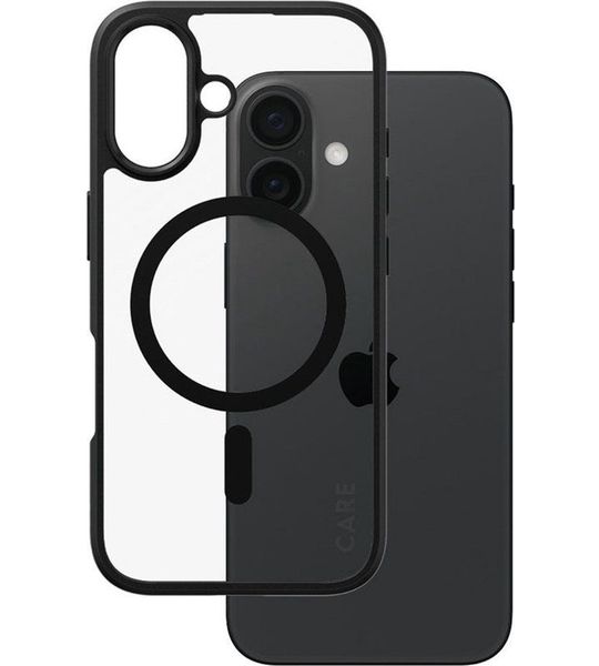 CARE Flagship Case Urban Combat Met Zwart Frame En Magsafe Telefoonhoesje Voor Apple Iphone 2024 6.1'' Transparant