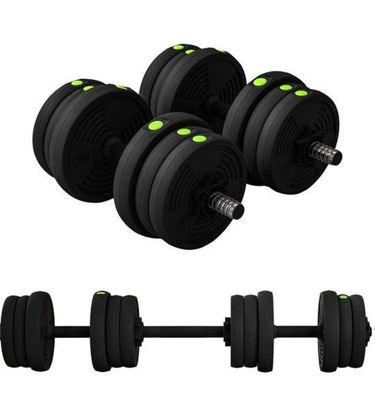 COVREO Halterset 20 kg, zwart groen, kunststof, verstelbaar 2-in-1
