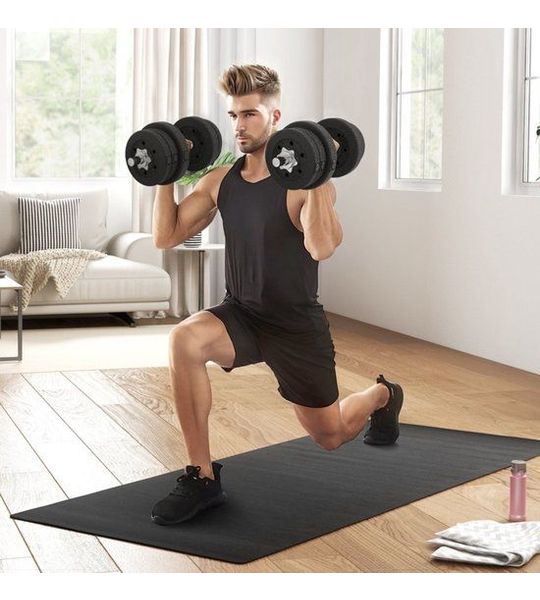 COVREO Verstelbare dumbbell set 25 kg zwart, van staal, met schijven