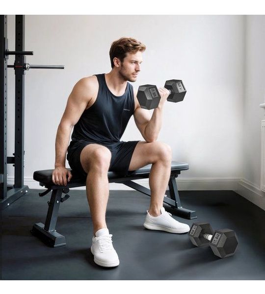 COVREO Dumbbells 35 kg, zwart, metaal, zeshoekig met antislip handgreep