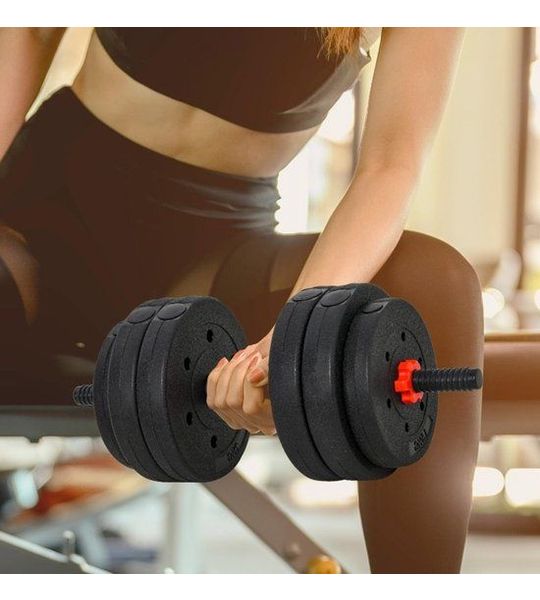 COVREO Halterset 25 kg, zwart, metaal en kunststof, 2-in-1 training