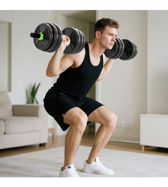 COVREO Verstelbare halterset 20 kg, groen, kunststof, 3-in-1