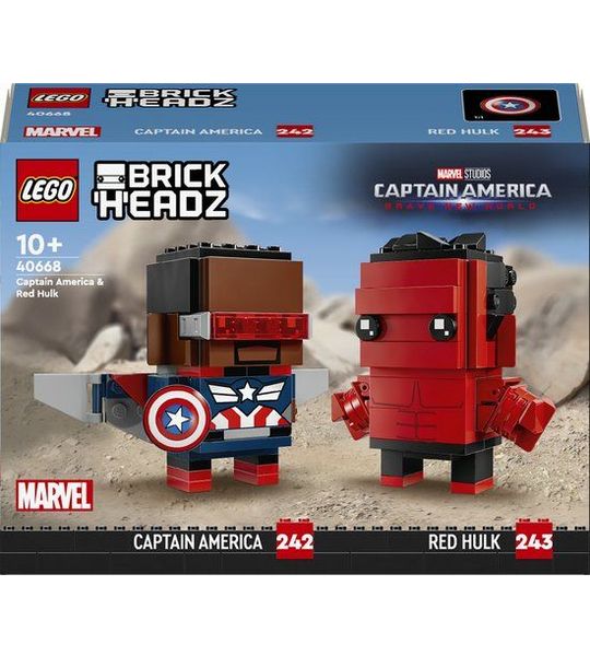 LEGO Marvel Brickheadz 40668 - Captain America en Rode Hulk Figuren