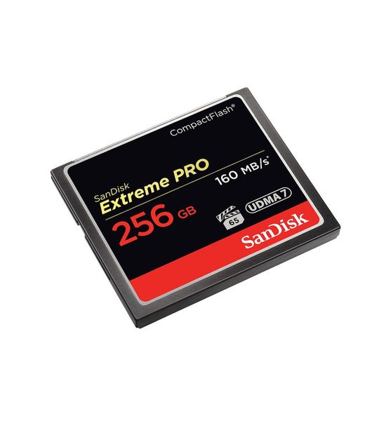 SanDisk CF Extreme Pro 256GB 160MB/sec Compact Flash kaart Zwart