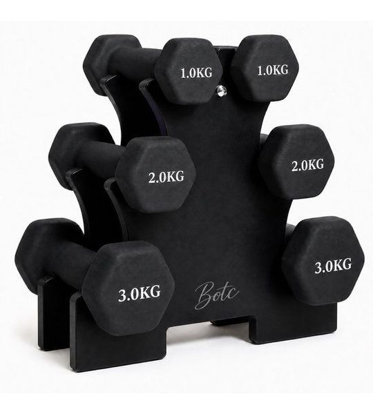 BOTC Dumbbellset - Halterset - Dumbells - Gietijzer - 1/2/3 kg - Zwart