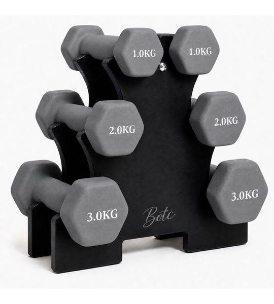 BOTC Dumbbellset - Halterset - Dumbells - Gietijzer - 1/2/3 kg - Grijs