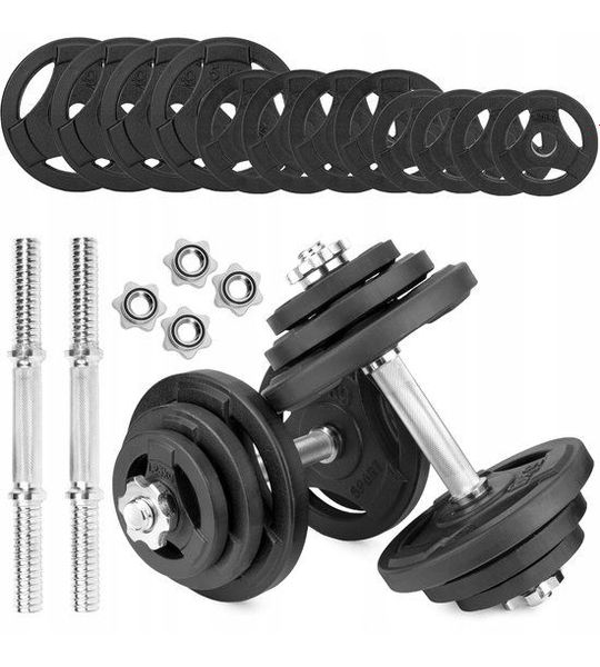 Verstelbare gietijzeren dumbbells 2x20kg - 40kg set met handvatten