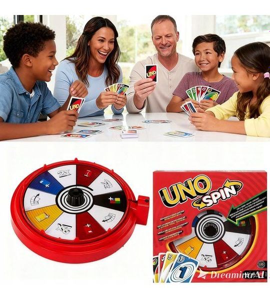 UNO Spin kaartspel met draaiwiel - Spannend gezelschapsspel voor jong en oud
